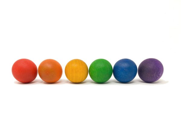 Grapat - 6 Houten Regenboog Ballen | 6 Kleuren - Afbeelding 2