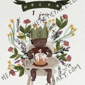 Heartilyart - Kaartje | Hoera 1 Jaar | Versie 2