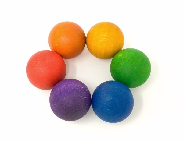 Grapat - 6 Houten Regenboog Ballen | 6 Kleuren