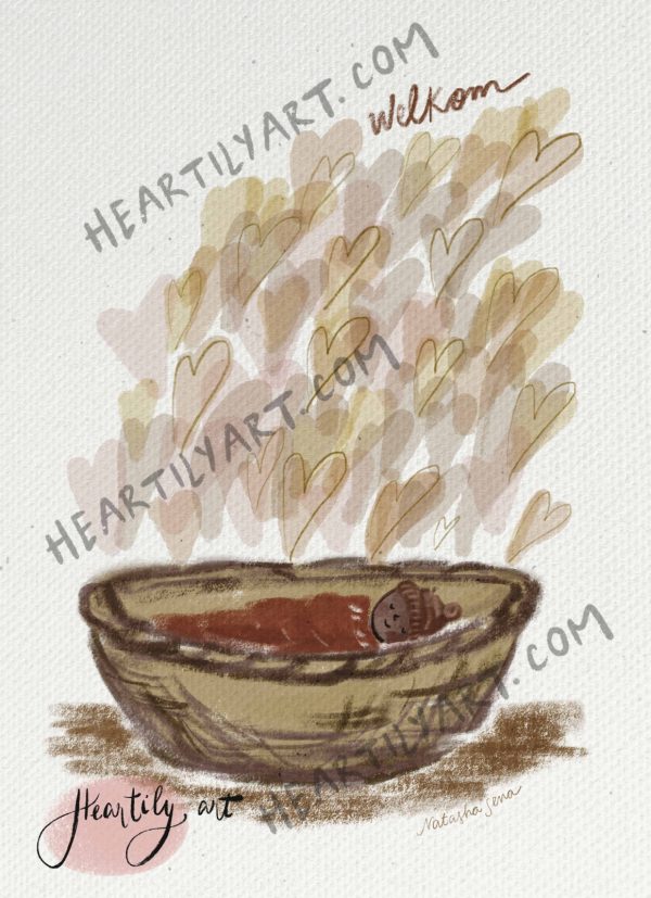 Heartilyart - Kaartje | Baby in Mozesmandje | Versie 1