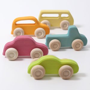 GRIMM'S - Gekleurde Houten Auto's | Slimline | 5 Stuks