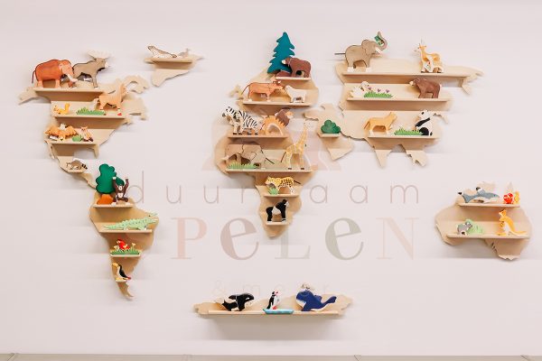 Houten Wereldkaart voor aan de Muur - Duurzaam Spelen