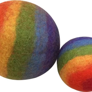 Papoose Toys - Vilten Ballen van Wol Regenboog | 12,5/7,5 cm | 2 Stuks