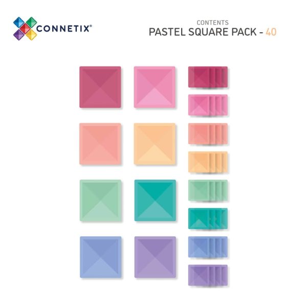 Connetix - Pastel Square Pack | 40 Stuks - Afbeelding 2