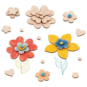 Houten Knutsel Bloemen - 75 Stuks