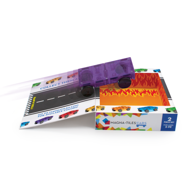 Magna-Tiles - Auto's Uitbreidingsset Car Pack | 2 Stuks | Paars/Rood - Afbeelding 2