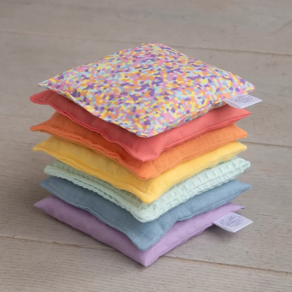 Little Botanic Label - Sensorische Pittenzakjes | Pastel Regenboog + Confetti | 7 Stuks