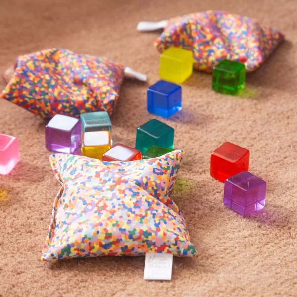 Little Botanic Label - Sensorische Pittenzakjes | Pastel Regenboog + Super Confetti | 7 Stuks - Afbeelding 2