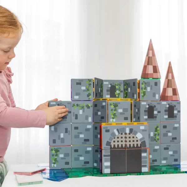 Learn & Grow Toys - Castle Pack | Magnetische Tegel Toppers | 40 Stuks - Afbeelding 3