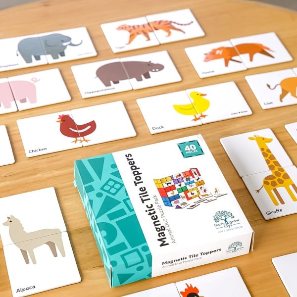 Learn & Grow Toys - Dieren Duo Puzzel Set | Magnetische Tegel Toppers | 40 Stuks - Afbeelding 3