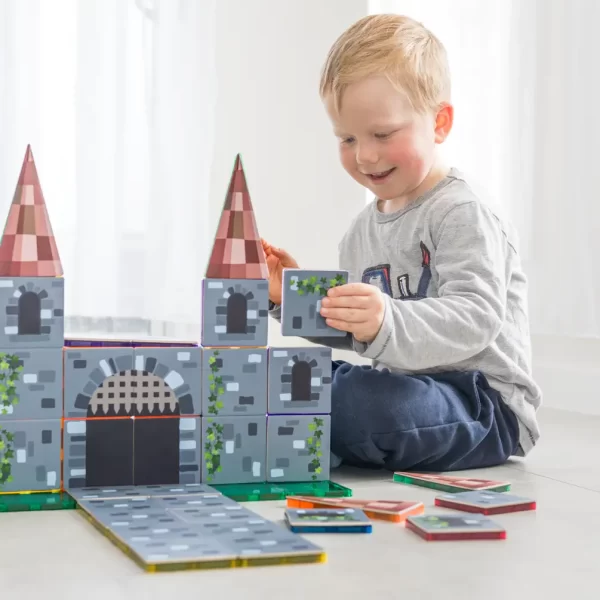 Learn & Grow Toys - Castle Pack | Magnetische Tegel Toppers | 40 Stuks - Afbeelding 2