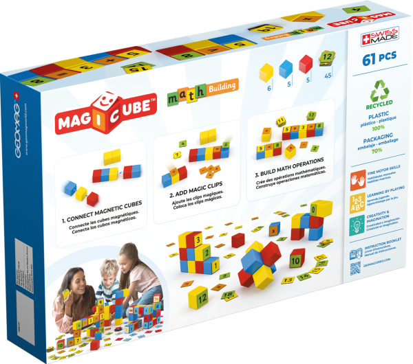 Geomag - Magicube Math/Getallen Building Recycled Clips 61 Stuks | 1+ Jaar - Afbeelding 3