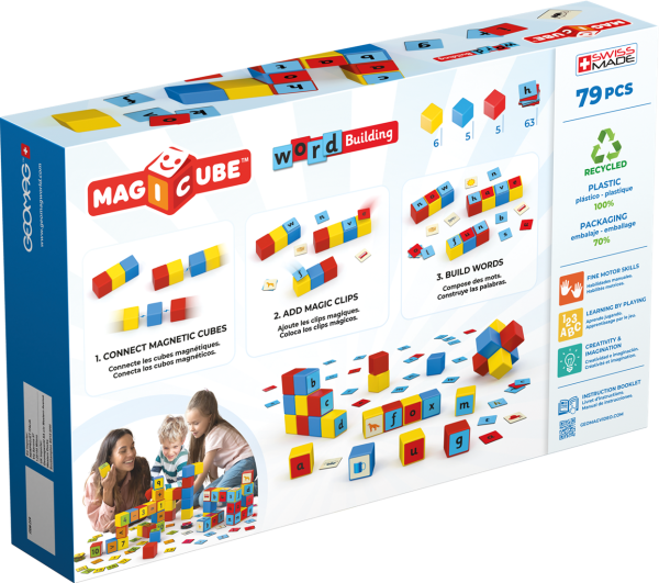 Geomag - Magicube Word/Letters Building EU Recycled Clips 79 Stuks | 1+ Jaar - Afbeelding 3