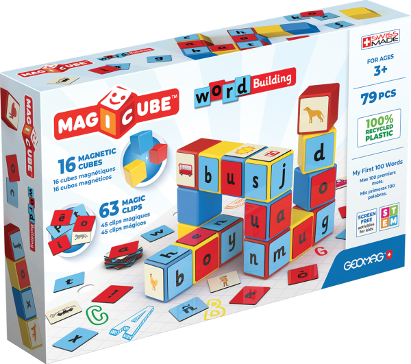 Geomag - Magicube Word/Letters Building EU Recycled Clips 79 Stuks | 1+ Jaar