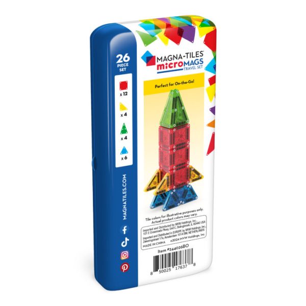 MAGNA-TILES - MicroMAGS Travelset in blik | 26 Stuks - Afbeelding 2