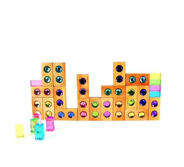 Bauspiel - Kleurenstraat + Pastel Lucent Cubes | 30-Delig - Afbeelding 2