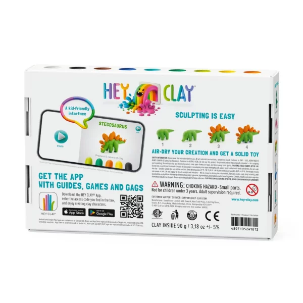 HeyClay - Dino's | Stegosaurus, Pachycephalosaurus, Brachiosaurus | 6 Potjes - Afbeelding 7