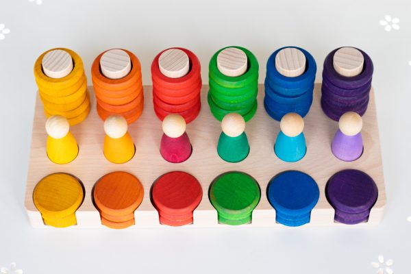 Houten houder | 6 Nins, 18 Munten en 36 Ringen & Halve Carla Set - Afbeelding 3