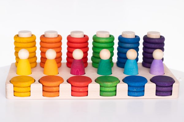 Houten houder | 6 Nins, 18 Munten en 36 Ringen & Halve Carla Set - Afbeelding 2