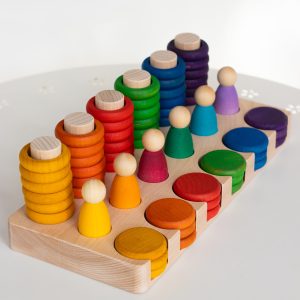 Houten houder | 6 Nins, 18 Munten en 36 Ringen & Halve Carla Set