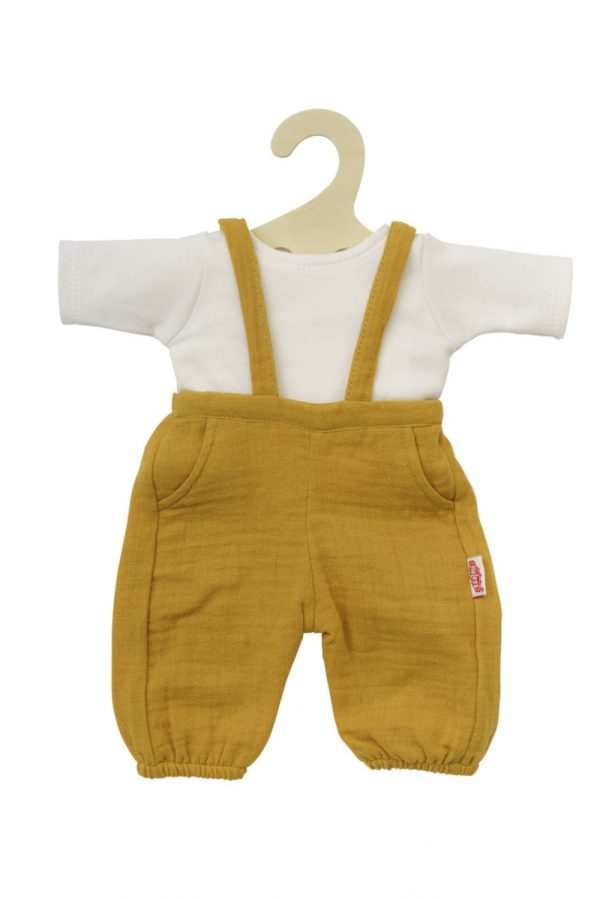 Tuinbroek met T-shirt Okergeel/Wit (28-35cm) voor Gordi pop