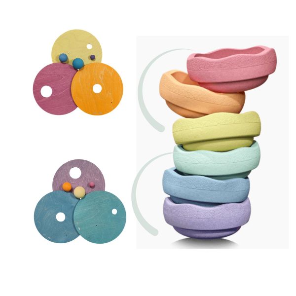 GRIMM'S x Stapelstein® - Rolling Discs - Warm Pastel | 3 Stuks - Afbeelding 2